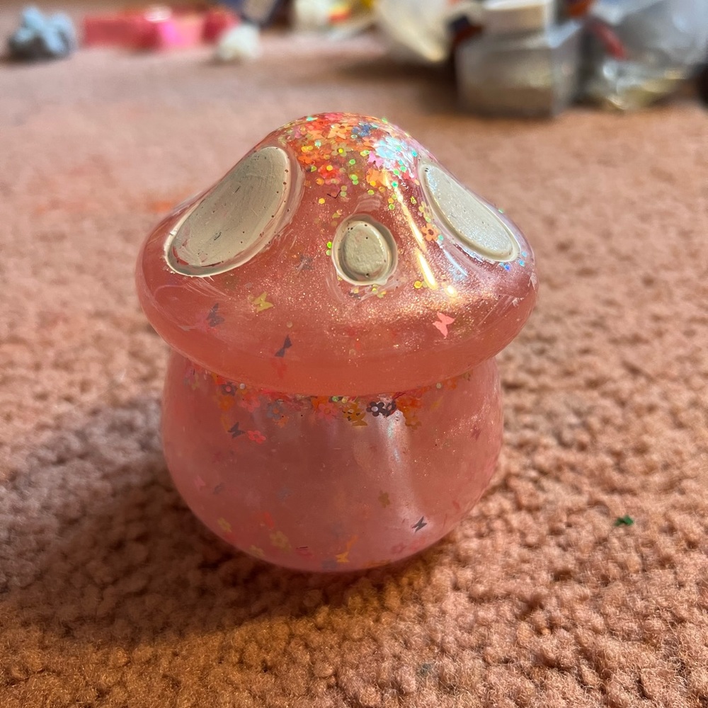 Pink mushroom jar